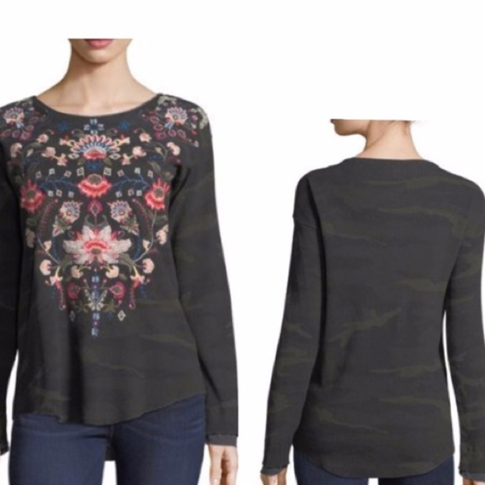 JWLA Johnny Was Embroidered Camo Print Thermal